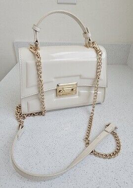 Primadonna Leather Top-Handle Shoulder Bag in Cream with Gold Hardware